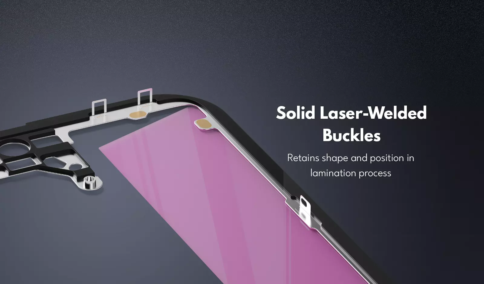 Laser-welded buckle structure on REPART iPhone bezel frame